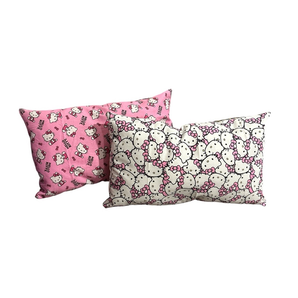 Hello Kitty Pink and White with Leopard Hand Crafted Purse Pillow Set New